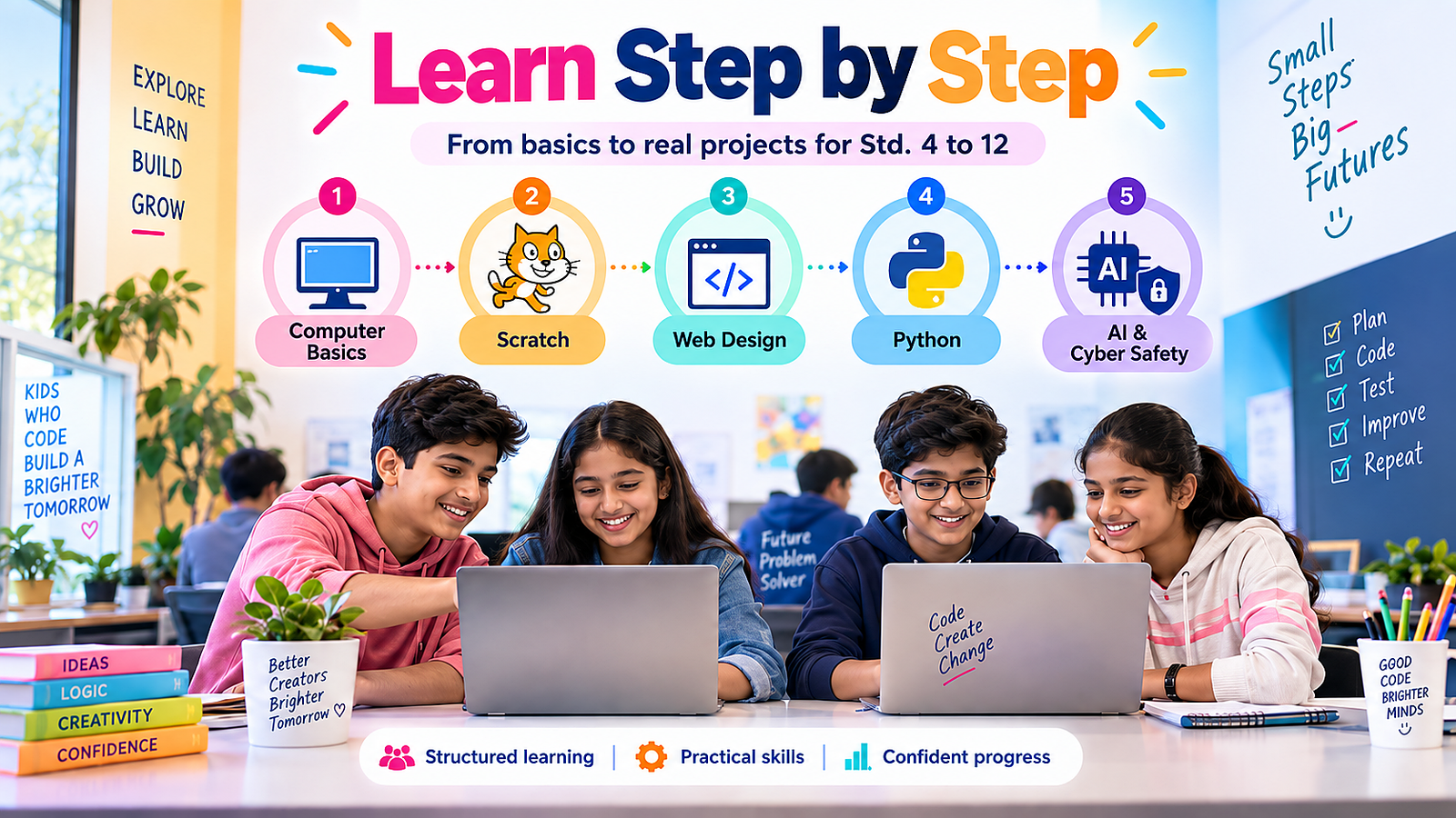 TCIT Jr learn step by step coding path banner